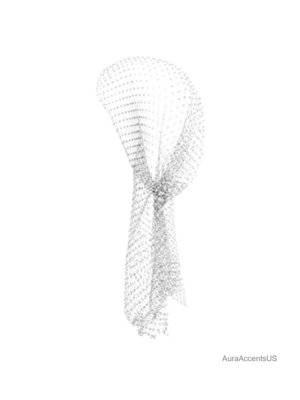 Rhinestone Mesh Head Scarf Headband Detachable Elastic Band Women